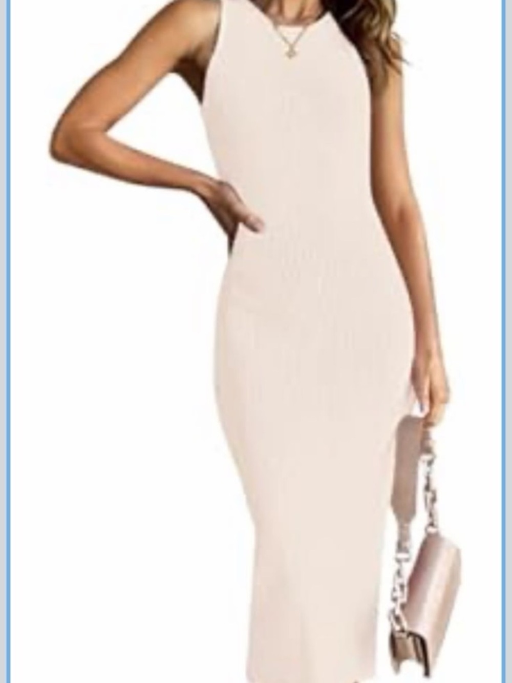 Sleeveless Fitted Midi Dress in Cream